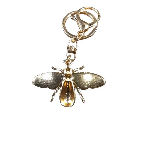 Bee Rhinestone Keychain Gold Tone Purse Clip - Picture 6 of 6